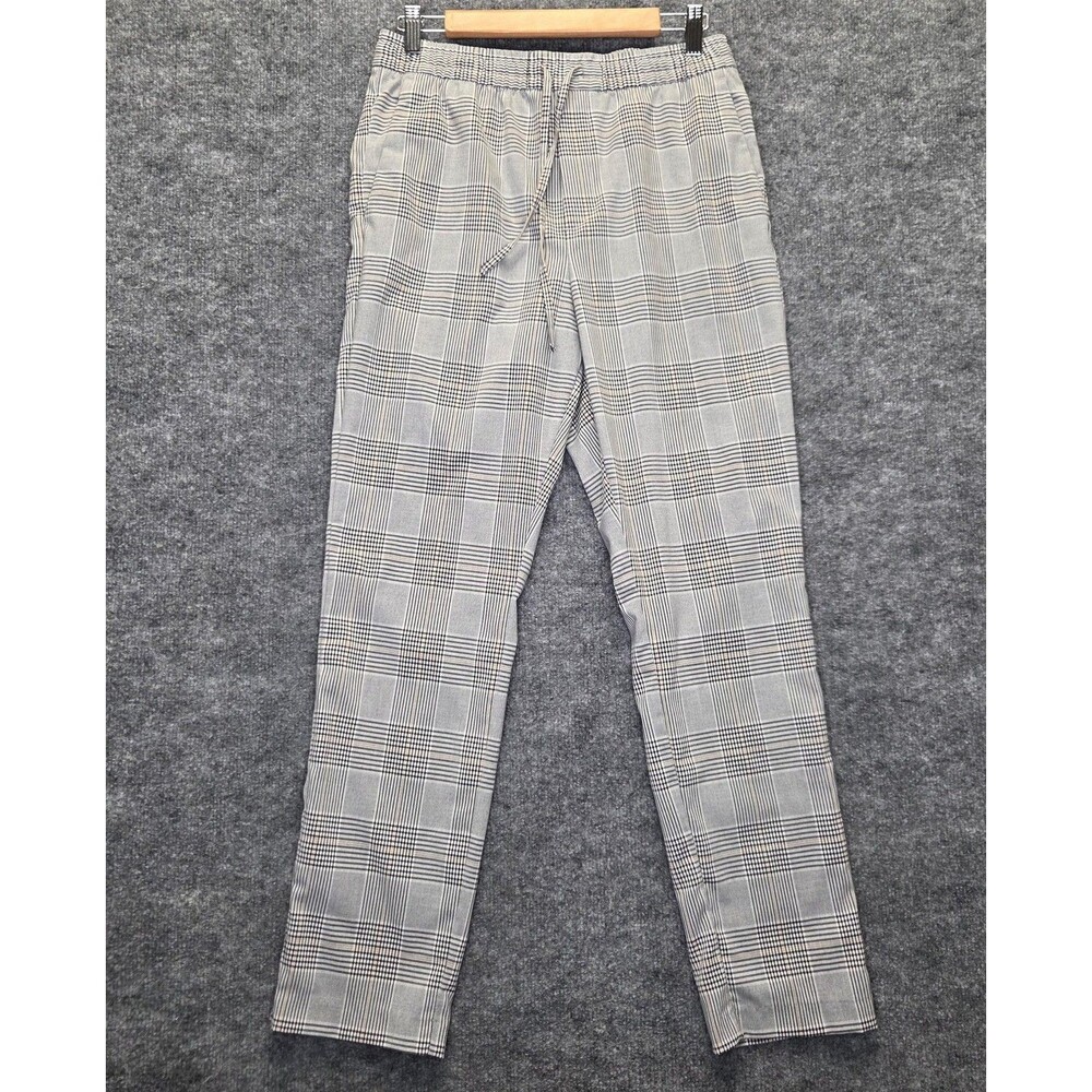 H&M Pants Womens Small Gray Plaid Slim Fit Jogger Elastic Waist Pockets Casual